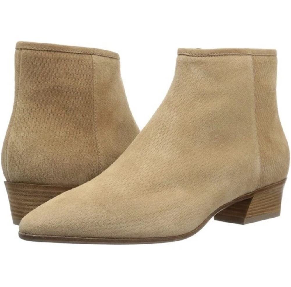 Aquatalia Fire Tan Suede Leather Perforated Ankle Boots 9.5